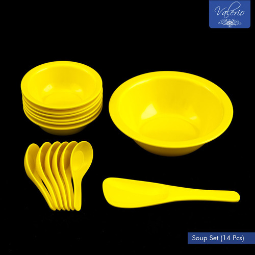 Lemon Yellow Melamine 14 Pcs Soup Set