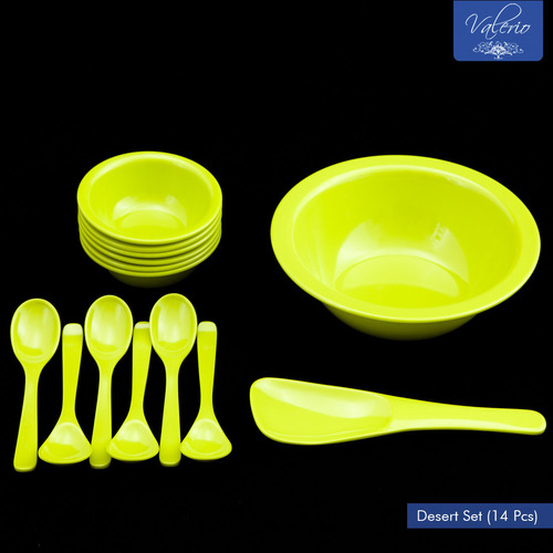 Lime Green Melamine 14 Pcs Desert Set