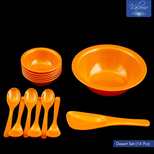 Orange Melamine 14 Pcs Desert Set