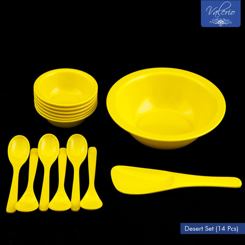 Lemon Yellow Melamine 14 Pcs Desert Set