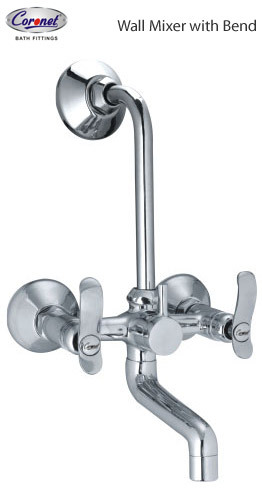 Wall Mixer with Bend - Brass 150x100x80mm Chrome, 6L/min Flow Rate | Easy Installation, Durable Design, Water Saving, Precise Control