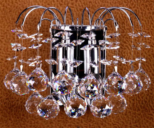 Wall Bracket - Metal, Crystal, 12x10 Inches, Chrome Finish | Elegant Design, Ambient LED Lighting, Easy Installation