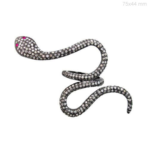 Snake Shape Diamond Ruby Ring