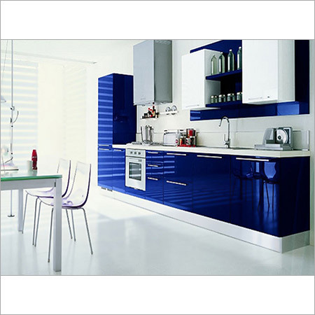 Modular Kitchen - Wood Laminate, Variable Dimensions, Blue | Space Saving, Modular Design, Customizable, Durable, Elegant, Easy Installation