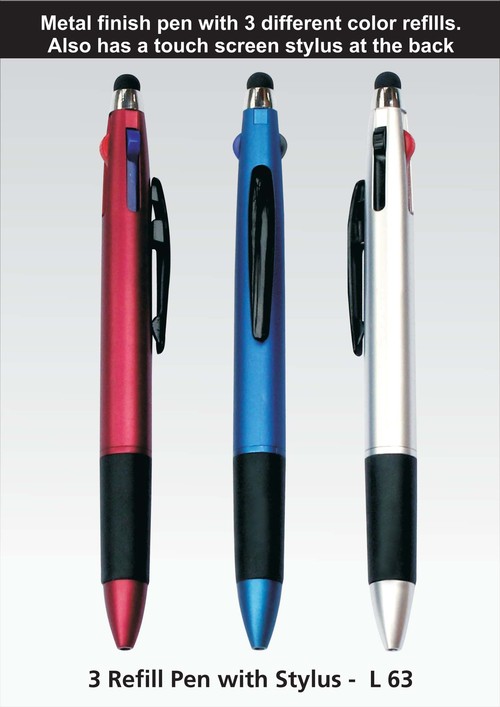 3 Refill Pen With Stylus