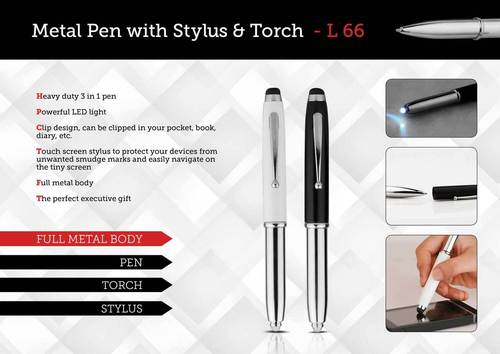 Metal Pen With Stylus & Torch