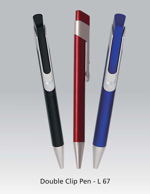Double Clip Plastic Pen