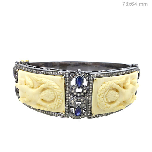 Gold Diamond Gemstone Bangle