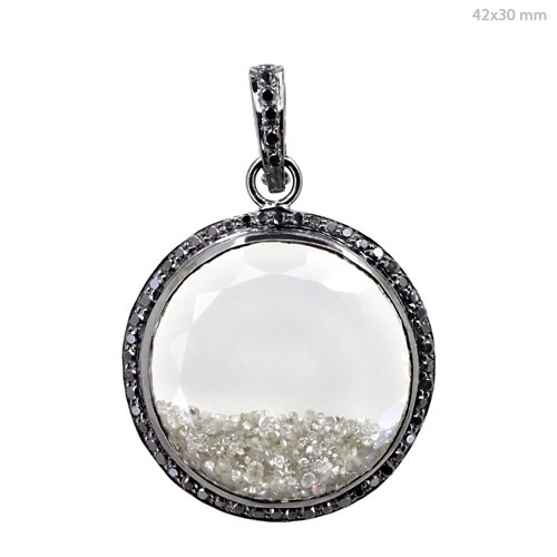 Crystal Quartz Diamond Pendant