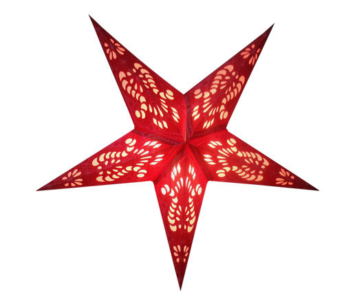 Hand Made Printed Star - Paper, 12" Red, Five-Pointed Star | Handmade, Intricate Pattern, Durable Material