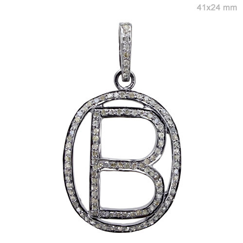 Silver Diamond Alphabet Pendant