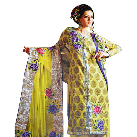 Semi Stitched Embroidered Suit