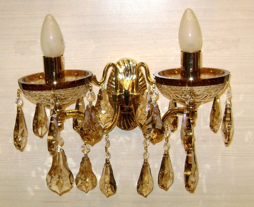 Wall Bracket - Metal Crystal 16x12 Inches, Gold Finish | Two-Light Incandescent, Elegant Design, Easy Installation