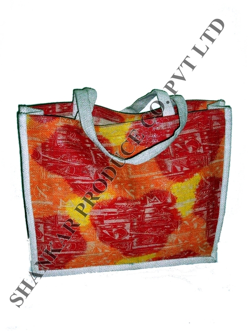 Printed Jute Shopping Bag Size: 30 X 40 X 11 Cm