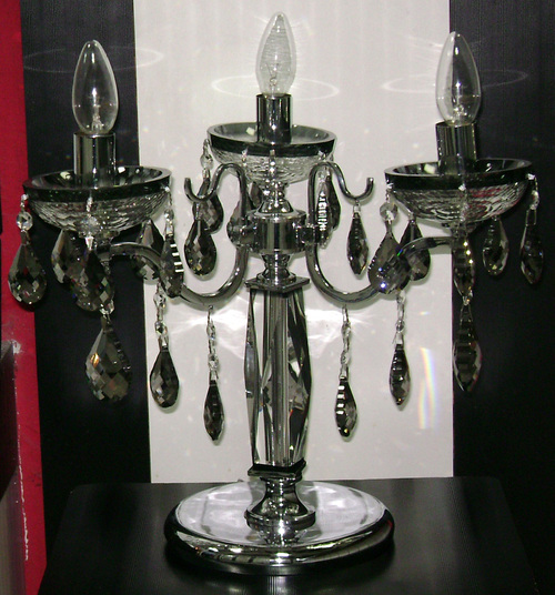 Table Lamp - Metal & Crystal, 16x12x8 inches, Silver | Elegant Design, Three Lights, Crystal Accents, Easy Assembly