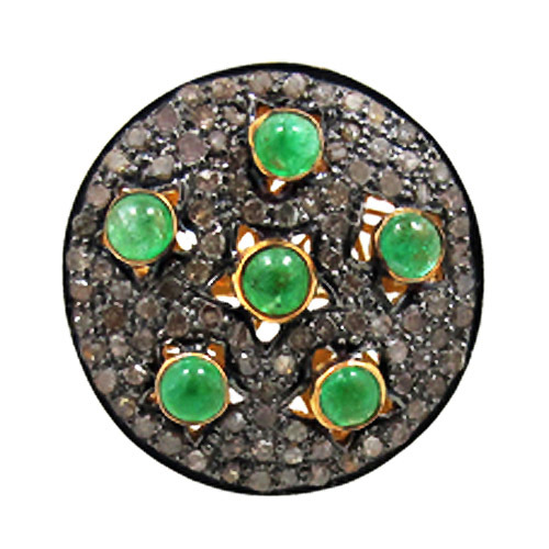 Sterling Silver Emerald Diamond Ring