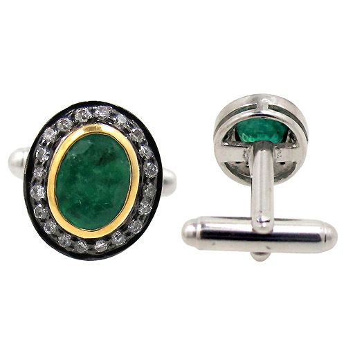 Emerald Diamond Cufflinks Jewelry