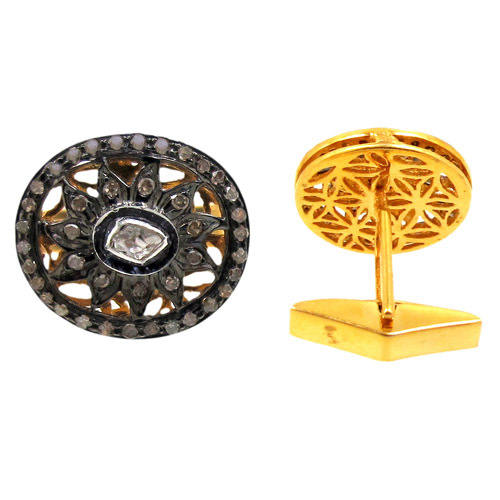 Sterling Silver Diamond Cufflinks