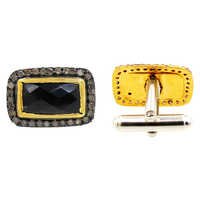 Black Onyx Diamond Silver Cufflinks