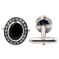 Sapphire Diamond Silver Cufflinks