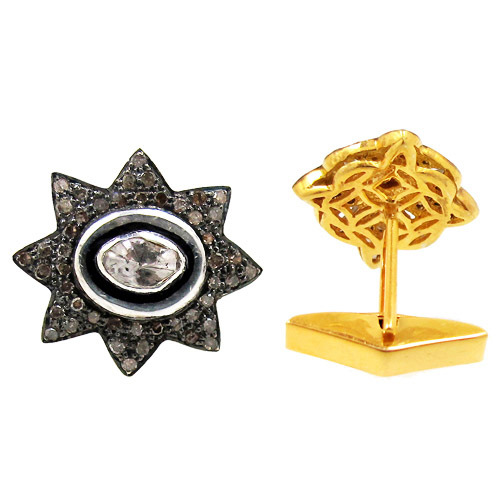 Sterling Silver Diamond Cufflinks