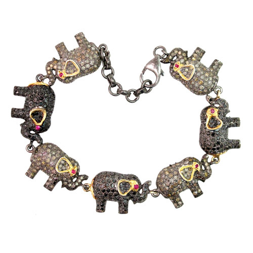 Silver Diamond Ruby Bracelet