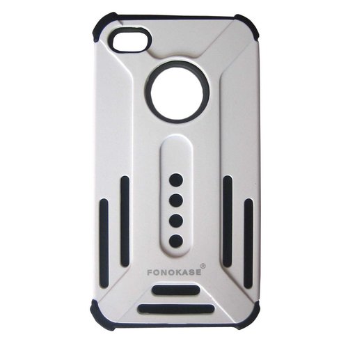 Fonokase Combo Back Case for iPhone - Plastic Rubber, 120x60x15 mm, Silver | Impact Resistance, Phone Protection, Precise Fit