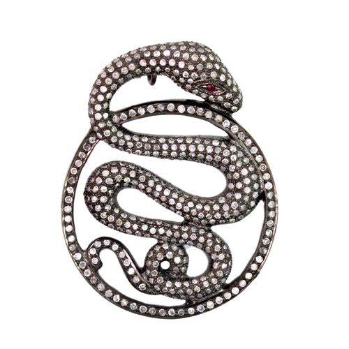 Ruby Diamond Sterling Silver Pendant