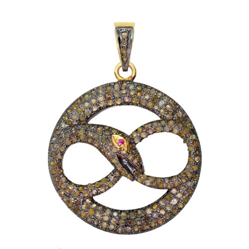 Ruby Diamond Silver Pendant