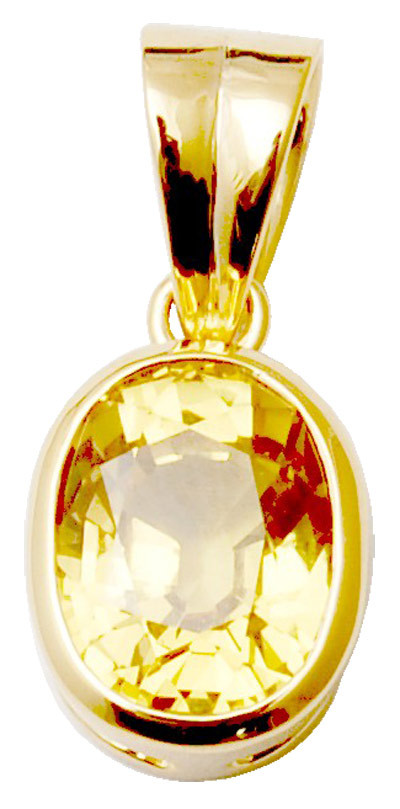 Jupiter Birthstone Sapphire  Stone Gold Pendant, Yello Sapphire Gold Pendent From Indian Manufactur Gender: Women'S