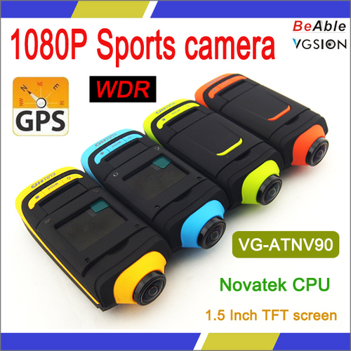 With Display 1080P Sports Camera - 1.5 Inch TFT Screen, 1080P/720P, 3M CMOS Sensor, Waterproof Case, GPS Enabled