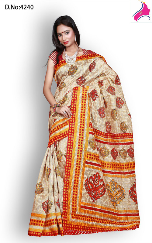 Fentastic Florel White Designer Printed Saree