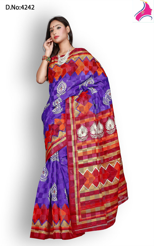 Beautiful Blue Indian Printed Deigner Saree