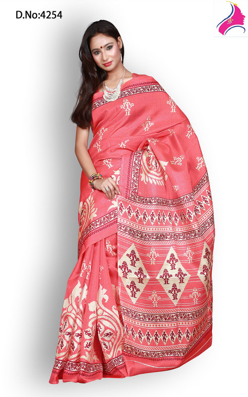 Lovely Light Pink Desiner Printed Saree