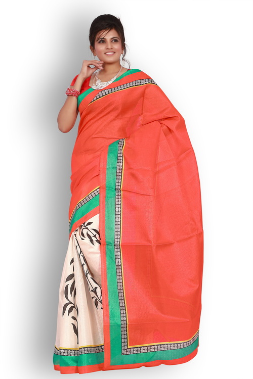 Pritty Peach Shade Designer Printed Saree