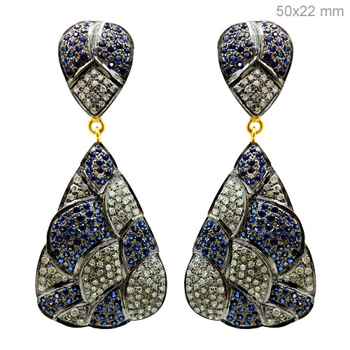 Diamond Sapphire Gold Earrings