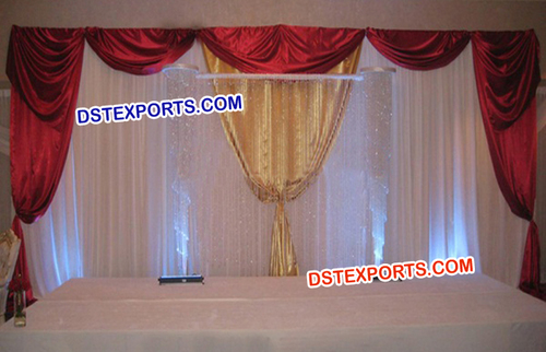 Wedding Hanging Crystal Stage Pillars - Crystal Metal, Adjustable Height, Clear Color | Elegant Design, Durable, Easy Assembly