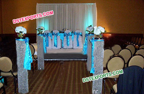 New Wedding Aisleway Crystal Pillars - Metal, 3.5-4 Feet, Internal Lights | Elegant Design, Royal Look, Flawless Finish