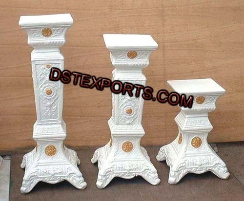 New Design Wedding Fiber Pillars - Multiple Sizes, White | Elegant Ornate Design, Lightweight, Smooth Finish, Intricate Carving