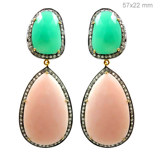 Diamond Gemstone Gold Earrings