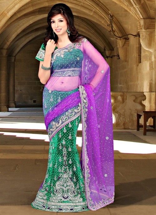 Lavender Velvet Lehenga Saree