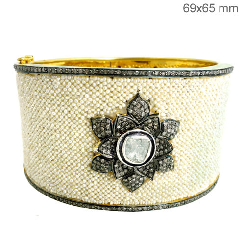 Pearl Diamond Gold Bangle