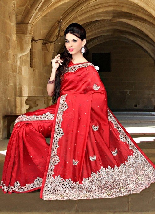 Red Pure Raw Dupion Silk 