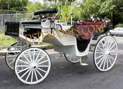 Decorated Victoria Horse Carriage - Wood, Variable Size, Painted Finish | Elegant Design, Comfortable Two-Seater, Spoked Wheels, Standard Brakes