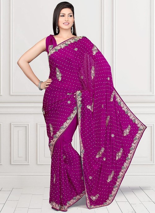 Magenta Jacquard Saree