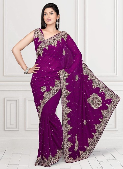 Magenta Ready Pleated Saree