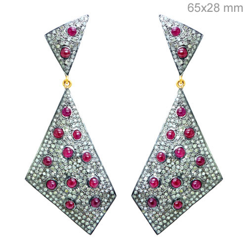 Ruby Diamond Gold Earrings