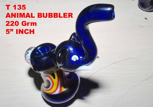 Animal Bubbler - Hand-Blown Glass 5 Inch Blue, Three Chambers, Durable, Portable, Stylish, Easy to Clean