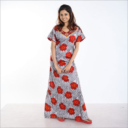 Jacquard Cotton Embroidery Nighty