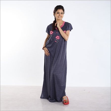 Ganjee Plain Embroidery Nighty 